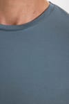 Erkek Slim Fit Dar Kesim Pamuklu Yumuşak Doku Esnek Kumaş Basic Açık Petrol Bisiklet Yaka Tişört