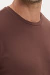 Erkek Slim Fit Dar Kesim Pamuklu Yumuşak Doku Esnek Kumaş Basic Kahverengi Bisiklet Yaka Tişört