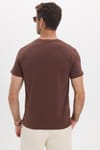 Erkek Slim Fit Dar Kesim Pamuklu Yumuşak Doku Esnek Kumaş Basic Kahverengi Bisiklet Yaka Tişört