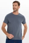 Erkek Slim Fit Dar Kesim Pamuklu Yumuşak Doku Esnek Kumaş Basic Gri Bisiklet Yaka Tişört