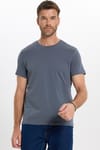 Erkek Slim Fit Dar Kesim Pamuklu Yumuşak Doku Esnek Kumaş Basic Gri Bisiklet Yaka Tişört
