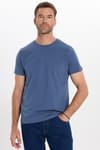 Erkek Slim Fit Dar Kesim Pamuklu Yumuşak Doku Esnek Kumaş Basic İndigo Bisiklet Yaka Tişört