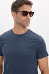 Erkek Slim Fit Dar Kesim Pamuklu Yumuşak Doku Esnek Kumaş Basic İndigo Bisiklet Yaka Tişört