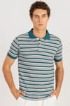 Slim Fit Dar Kesim Çizgili Polo Yaka Pike T-Shirt