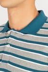 Slim Fit Dar Kesim Çizgili Polo Yaka Pike T-Shirt