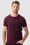 Slim Fit Dar Kesim Bisiklet Yaka Baskılı Erkek T-Shirt