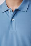 Erkek Polo Yaka Slim Fit Düz Pamuk Pike Mavi Tişört