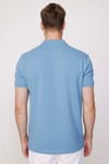 Erkek Polo Yaka Slim Fit Düz Pamuk Pike Mavi Tişört