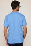 Erkek Polo Yaka Slim Fit Düz Pamuk Pike Mavi Tişört