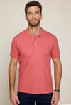 Erkek Polo Yaka Slim Fit Düz Pamuk Pike Pembe Tişört