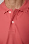 Erkek Polo Yaka Slim Fit Düz Pamuk Pike Pembe Tişört