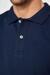 Erkek Slim Fit Dar Kesim %100 Pamuk Düz Pike Lacivert Polo Yaka Tişört