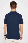 Erkek Slim Fit Dar Kesim %100 Pamuk Düz Pike Lacivert Polo Yaka Tişört