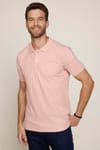 Erkek Polo Yaka Slim Fit Düz Pamuk Pike Pembe Tişört