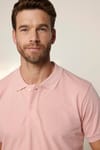 Erkek Polo Yaka Slim Fit Düz Pamuk Pike Pembe Tişört