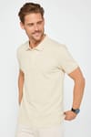 Erkek Slim Fit Dar Kesim %100 Pamuk Düz Pike Taş Renk Polo Yaka Tişört