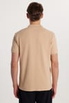 Erkek Slim Fit Dar Kesim %100 Pamuk Düz Pike Taş Renk Polo Yaka Tişört