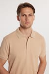 Erkek Slim Fit Dar Kesim %100 Pamuk Düz Pike Taş Renk Polo Yaka Tişört