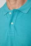 Erkek Polo Yaka Slim Fit Düz Pamuk Pike Turkuaz Tişört