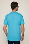 Erkek Polo Yaka Slim Fit Düz Pamuk Pike Turkuaz Tişört