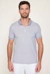 Erkek Slim Fit Dar Kesim Pamuklu Fermuarlı Gri Polo Yaka Tişört