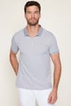 Erkek Slim Fit Dar Kesim Pamuklu Fermuarlı Gri Polo Yaka Tişört