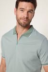 Erkek Slim Fit Dar Kesim Pamuklu Fermuarlı Mint Polo Yaka Tişört