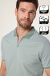 Erkek Slim Fit Dar Kesim Pamuklu Fermuarlı Mint Polo Yaka Tişört