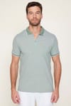 Erkek Slim Fit Dar Kesim Pamuklu Fermuarlı Mint Polo Yaka Tişört