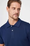 Slim Fit Desenli Polo Yaka Lacivert Erkek Tişört