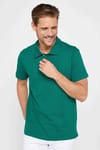 Slim Fit Desenli Polo Yaka Yeşil Erkek Tişört