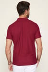 Erkek Fermuarlı Polo Yaka Slim Fit Pamuklu Bordo Tişört