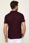 Erkek Fermuarlı Polo Yaka Slim Fit Pamuklu Mürdüm Tişört
