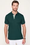 Erkek Polo Yaka Slim Fit Düz Pamuk Pike Füme Tişört