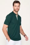 Erkek Polo Yaka Slim Fit Düz Pamuk Pike Füme Tişört