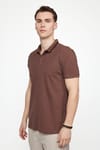 Erkek Spor Polo Yaka Slim Fit Pamuk Gizli Düğme  Tişört