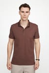 Erkek Spor Polo Yaka Slim Fit Pamuk Gizli Düğme  Tişört