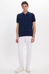 Erkek Slim Fit Dar Kesim Pamuklu Örme Triko Lacivert Polo Yaka Tişört
