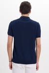 Erkek Slim Fit Dar Kesim Pamuklu Örme Triko Lacivert Polo Yaka Tişört