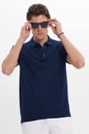 Erkek Slim Fit Dar Kesim Pamuklu Örme Triko Lacivert Polo Yaka Tişört