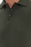 Erkek Slim Fit Dar Kesim Pamuklu Örme Triko Haki Polo Yaka Tişört