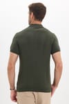 Erkek Slim Fit Dar Kesim Pamuklu Örme Triko Haki Polo Yaka Tişört