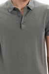 Erkek Slim Fit Dar Kesim Pamuklu Örme Triko Gri Polo Yaka Tişört