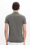 Erkek Slim Fit Dar Kesim Pamuklu Örme Triko Gri Polo Yaka Tişört