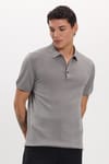 Erkek Slim Fit Dar Kesim Pamuklu Örme Triko Gri Polo Yaka Tişört