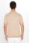 Erkek Slim Fit Dar Kesim Pamuklu Örme Triko Taş Polo Yaka Tişört