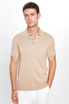 Erkek Slim Fit Dar Kesim Pamuklu Örme Triko Taş Polo Yaka Tişört
