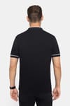 Erkek Slim Fit Dar Kesim %100 Pamuk Düz Pike Fermuarlı Siyah Polo Yaka Tişört