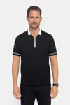Erkek Slim Fit Dar Kesim %100 Pamuk Düz Pike Fermuarlı Siyah Polo Yaka Tişört