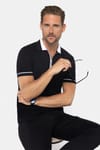 Erkek Slim Fit Dar Kesim %100 Pamuk Düz Pike Fermuarlı Siyah Polo Yaka Tişört